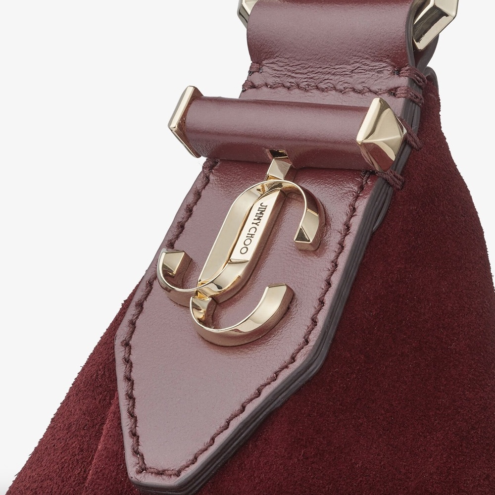 Jimmy Choo Ana Hobo Burgundy Suede Hobo Bag - Picture 5 of 14